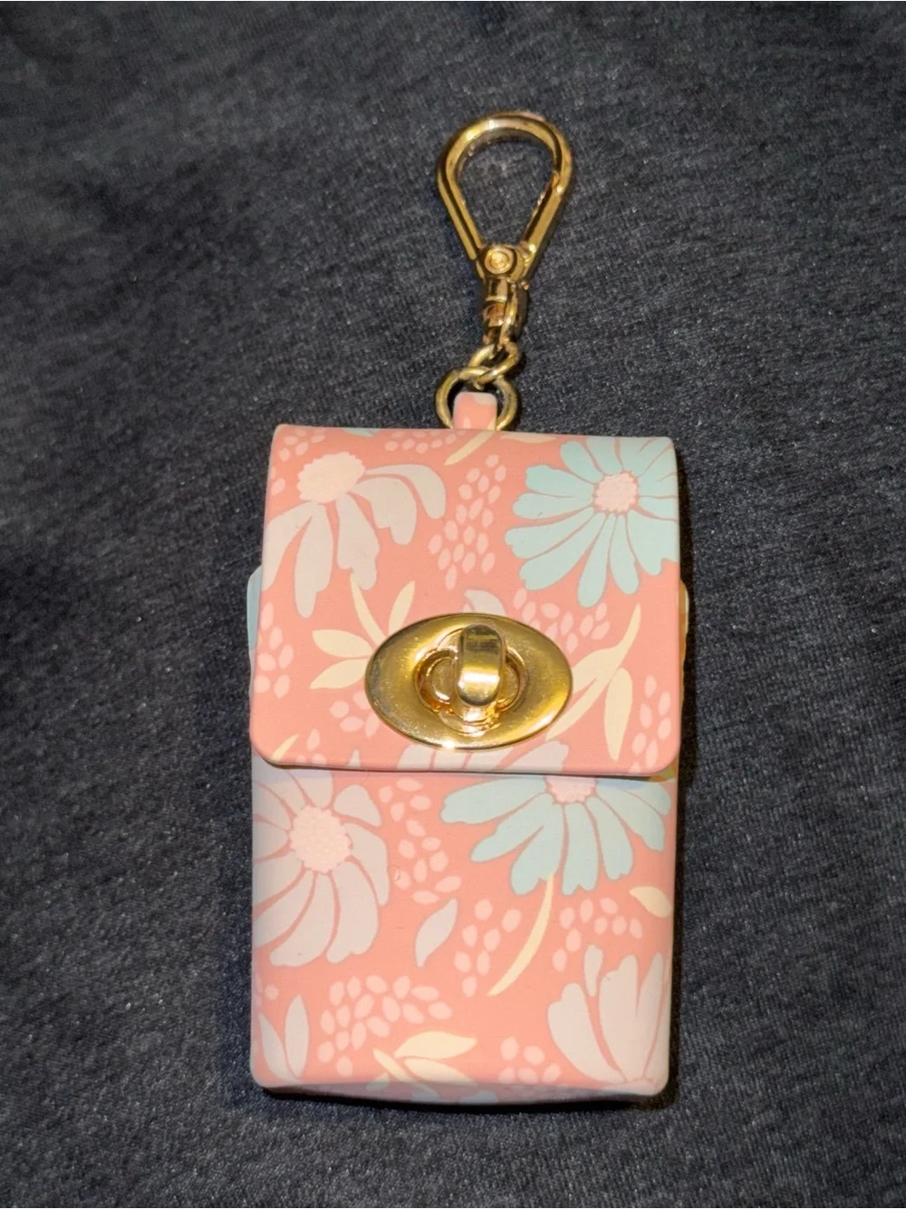 Bath and body works Floral hand sanitizer holder Coral with Gold Hardware
